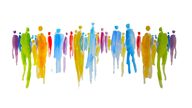 Silhouette von vielen bunten Menschen in einer Gruppe, Menschengruppe, Zusammenhalt und Gemeinschaft, Vielfalt, Gerechtigkeit, Solidarität, gemeinsam Stärke zeigen menschengruppe, demokratie, gruppe, menschen, personen, neuwahlen, community, gesellschaft, zukunft, menschheit, gemeinsam, divers, silhouette, friedlich, toleranz, versammlung, verein, verantwortung, gleichberechtigung, integration, inklusion, ethik, entwicklung, mittelschicht, statistik, solidarität, helfen, gemeinschaft, vielfalt, mode, fröhlich, frühlingsfarben, frühjahr, people of world, mann, frau, paare, zusammenkunft, fürsorge, shopping, einkaufen, feier, gender, party, künstlerisch, abstrakt, viele, bunt